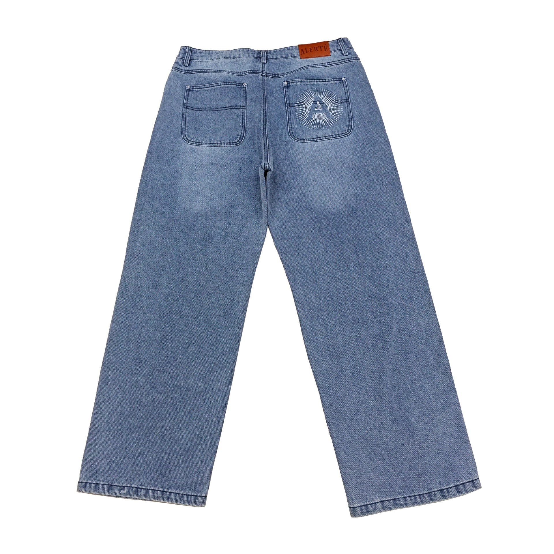 Stone wash blue denim pants