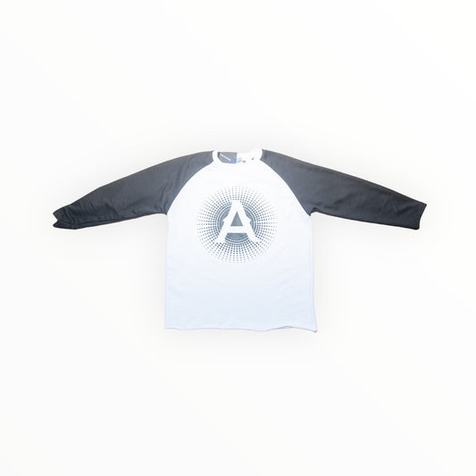 black “A” symbol baseball T-shirt