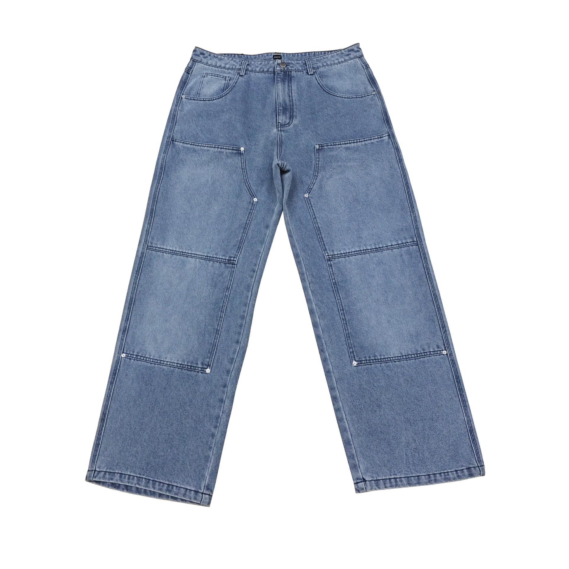 Stone wash blue denim pants