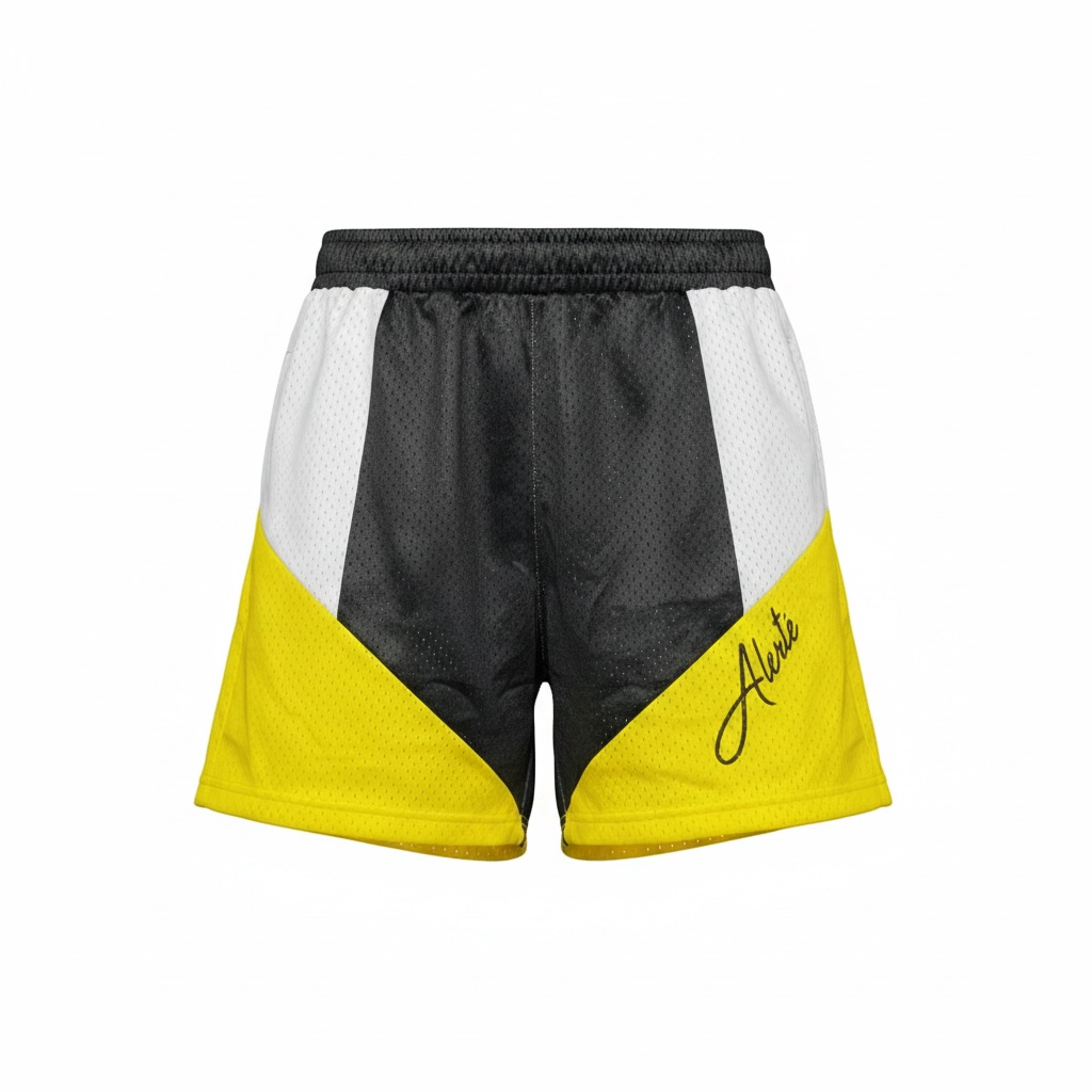 White/black/Yellow Mesh shorts