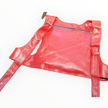 Red leather chest bag